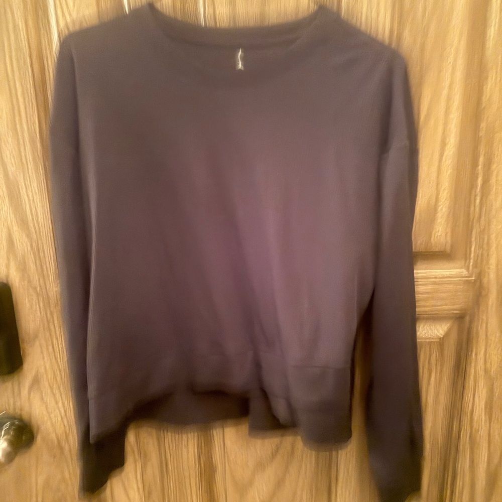 Danskin Lightweight Long Sleeve Top Black Ribbed Athletic Shirt Medium